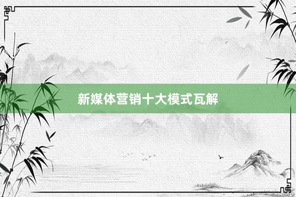 新媒体营销十大模式瓦解